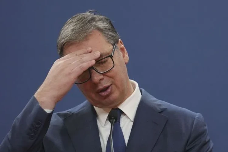 Президент Сербії Александар Вучич під час заходу у Белграді 8 серпня